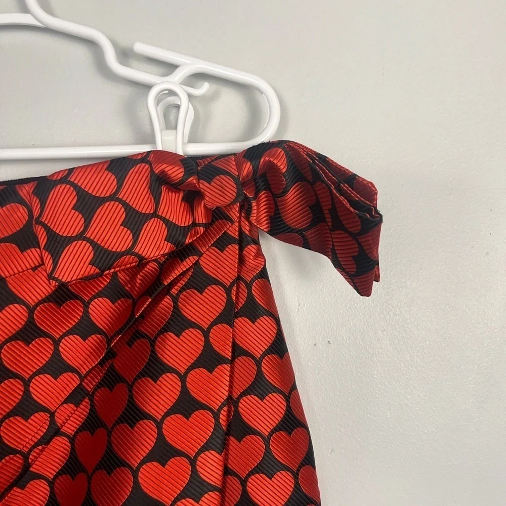 J. crew red black heart jacquard printed mini bow skirt size 12